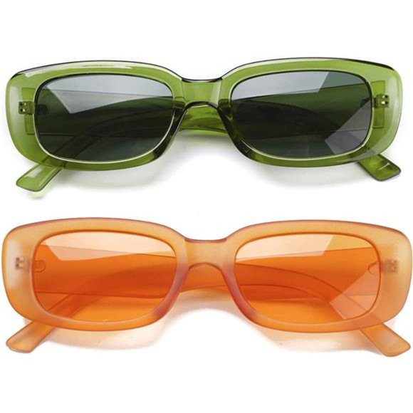 4 Pack Retro Sunglasses Vintage Sunglasses Small Square Rectangle 90s Glasses - Picture 6 of 7